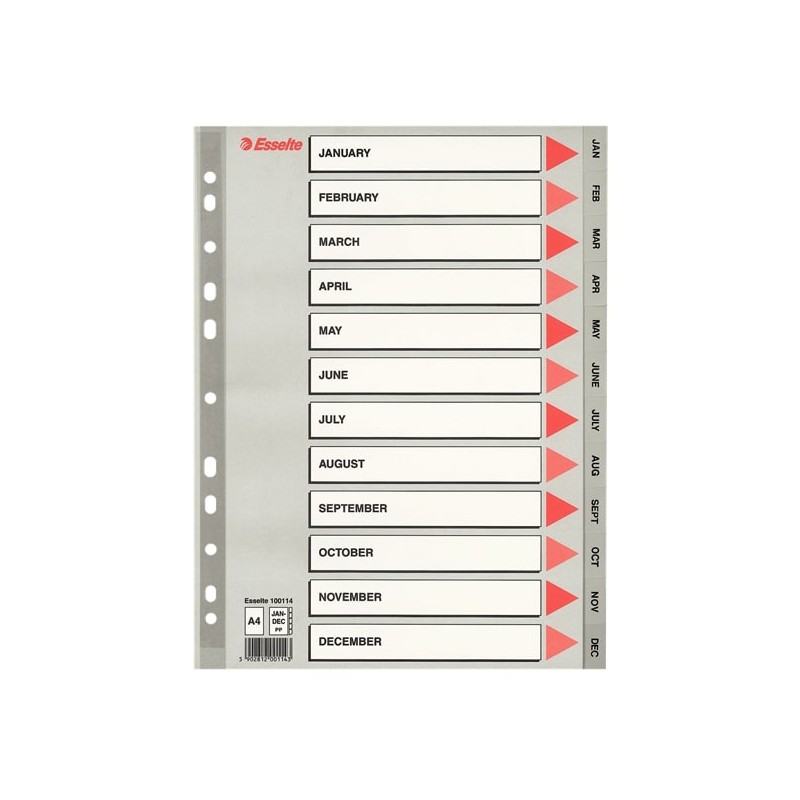 Intercalare alfabetico - PPL riciclato - A4 - A-Z - grigio 