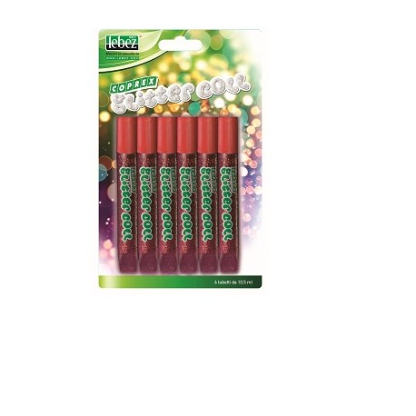 Colla glitter ml10.5 rosso 6pz. - Nadir Cancelleria